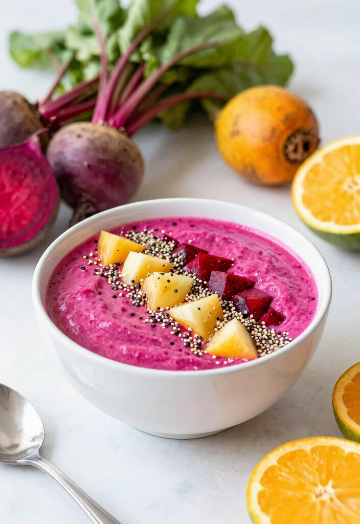 19 Green Smoothie Bowl Recipes for Detox - 16. Tropical Beet Bowl 1