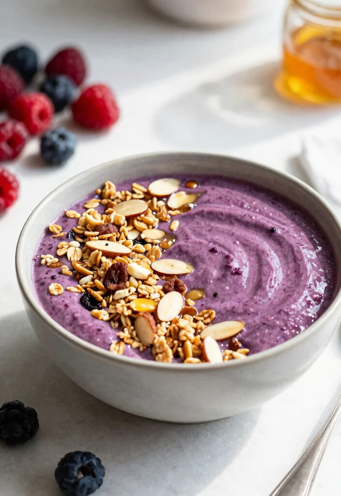 19 Green Smoothie Bowl Recipes for Detox - 2. Berry Spinach Smoothie Bowl 1
