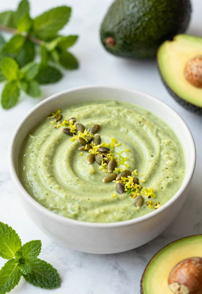 19 Green Smoothie Bowl Recipes for Detox - 3. Avocado Mint Smoothie Bowl 1