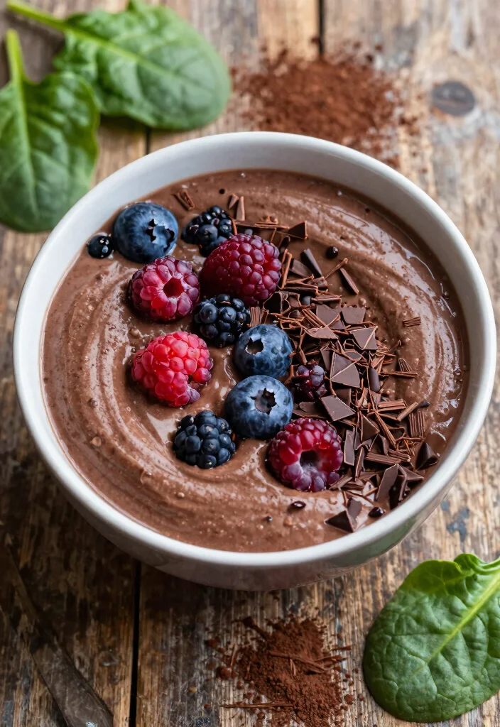 19 Green Smoothie Bowl Recipes for Detox - 7. Chocolate Spinach Bowl 1