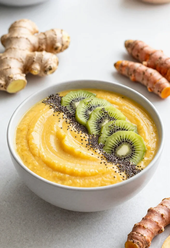 19 Green Smoothie Bowl Recipes for Detox - 8. Ginger Turmeric Bowl 1