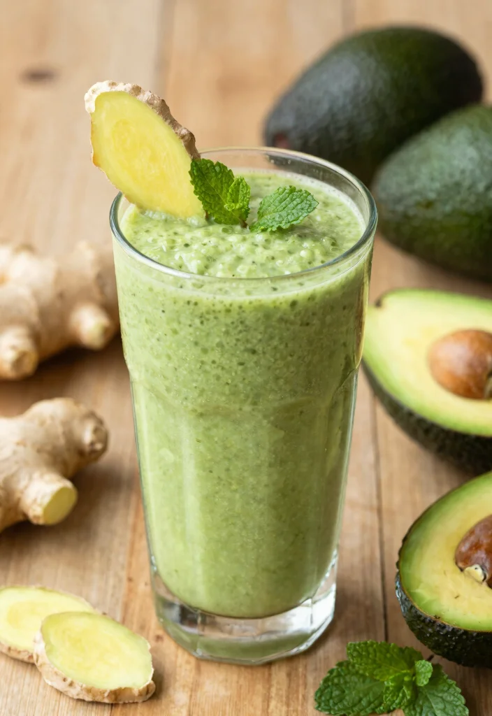 19 Healthy Avocado Smoothie Recipes for Breakfast - 12. Avocado Ginger Smoothie 1