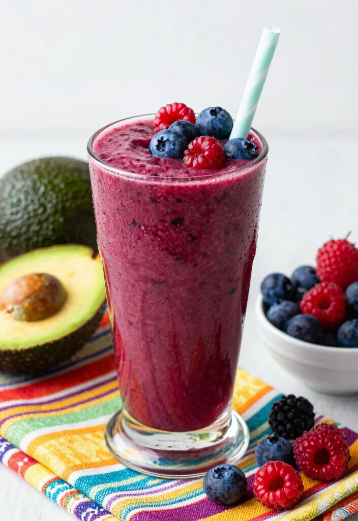 19 Healthy Avocado Smoothie Recipes for Breakfast - 3. Avocado Berry Blast Smoothie 1