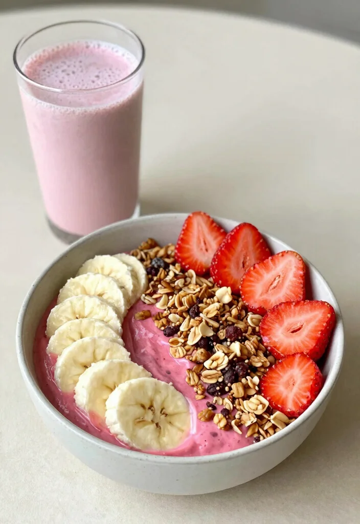 19 Healthy Smoothie Bowl Recipes for Clean Eating - 11. Strawberry Banana Protein Bowl 1