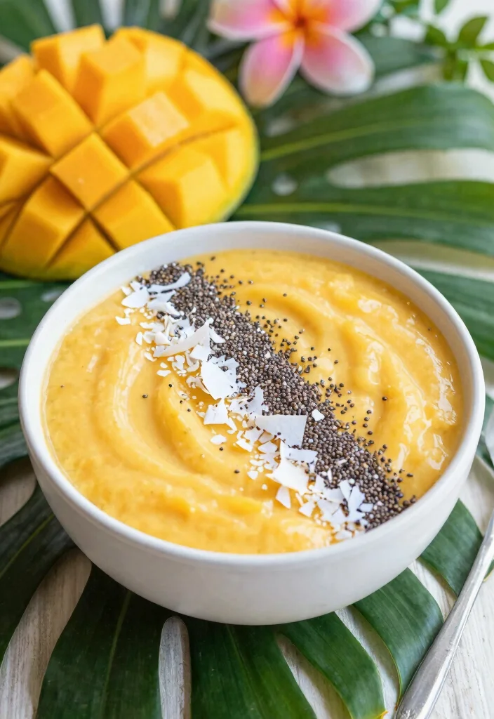 19 Healthy Smoothie Bowl Recipes for Clean Eating - 12. Coconut Mango Smoothie Bowl 1