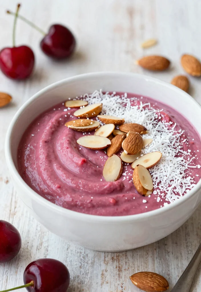 19 Healthy Smoothie Bowl Recipes for Clean Eating - 15. Cherry Almond Bowl 1