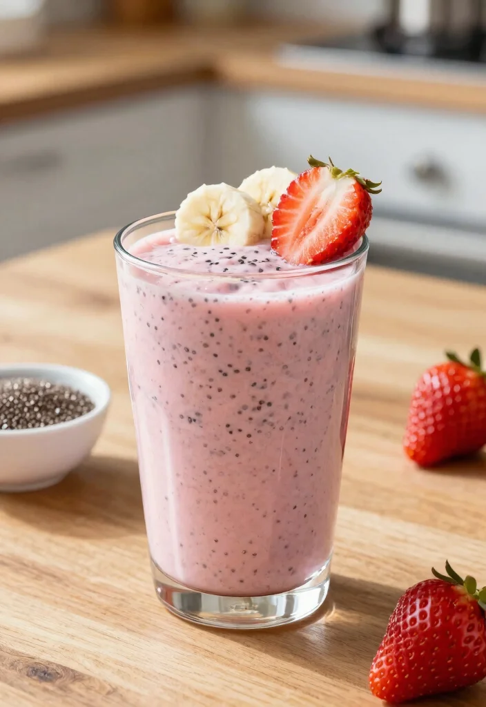 19 Strawberry Banana Smoothie Recipes Everyone Loves - 7. Strawberry Banana Chia Seed Smoothie 1