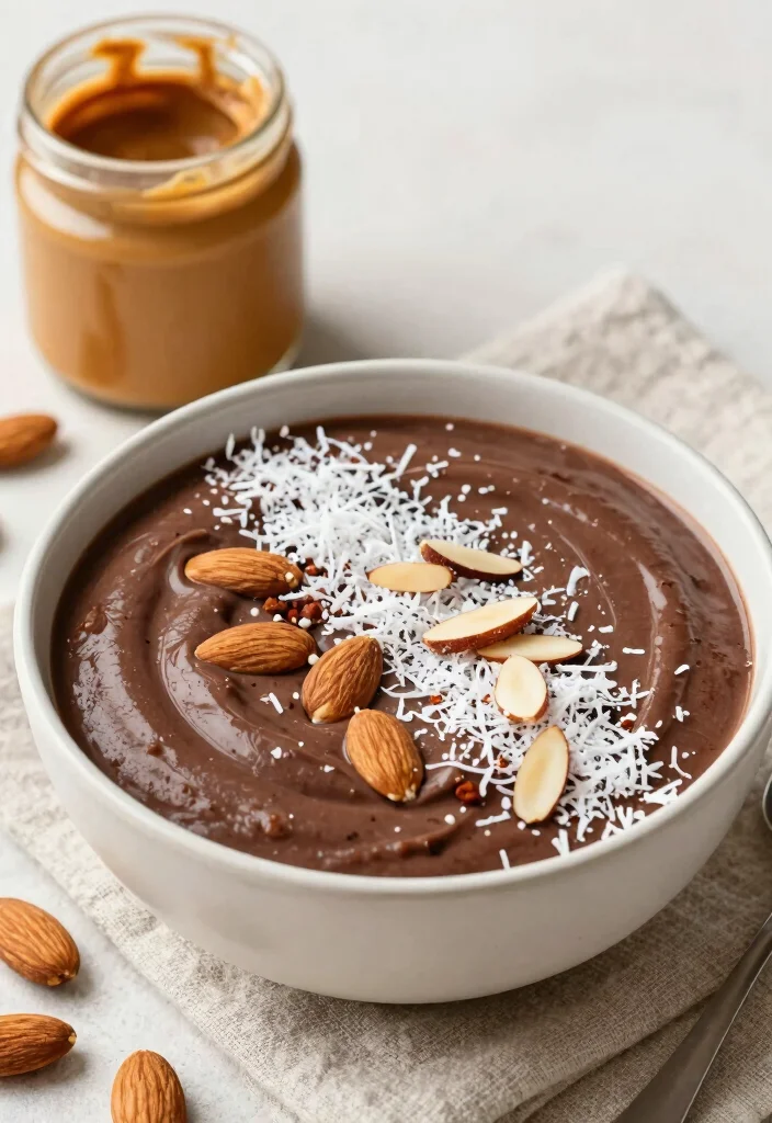 19 Thick Smoothie Bowl Recipes That Stay Creamy - 14. Chocolate Almond Joy Bowl 1