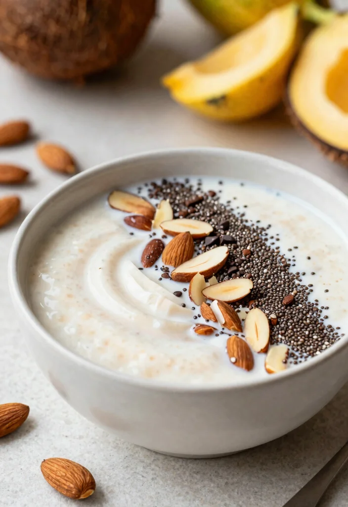 19 Tropical Smoothie Bowl Recipes with Fresh Fruit - 15. Coconut Almond Bliss Bowl 1