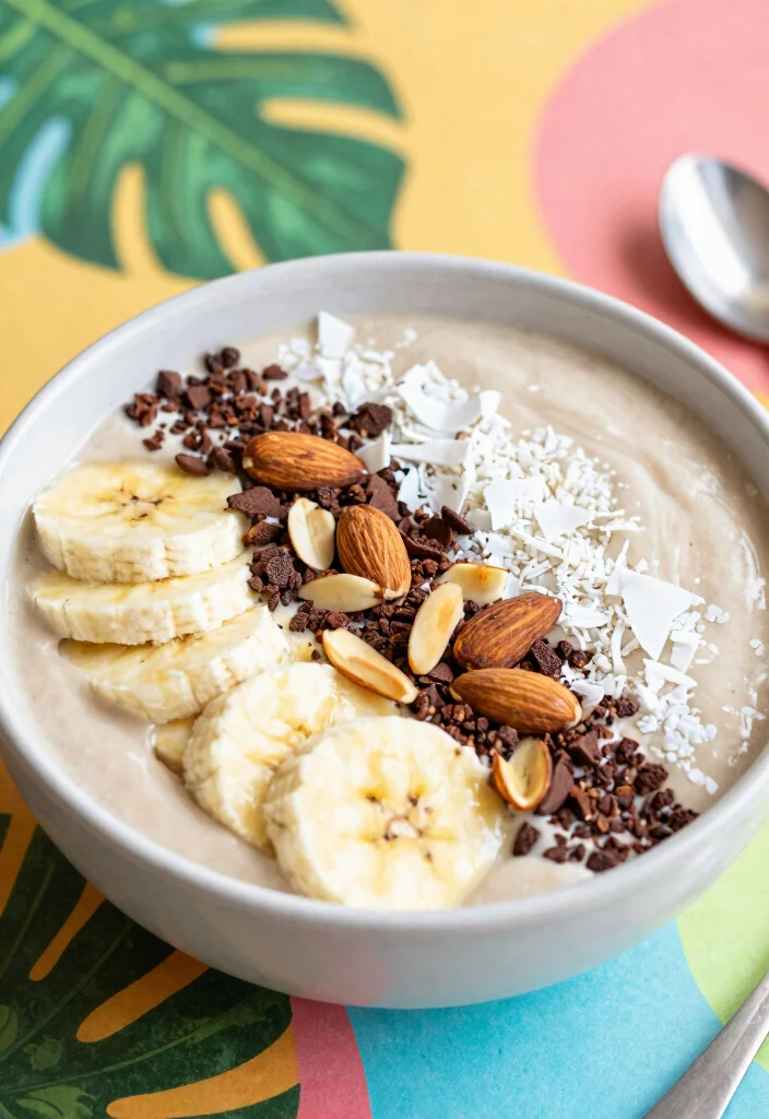 19 Tropical Smoothie Bowl Recipes with Fresh Fruit - 17. Almond Joy Smoothie Bowl 1