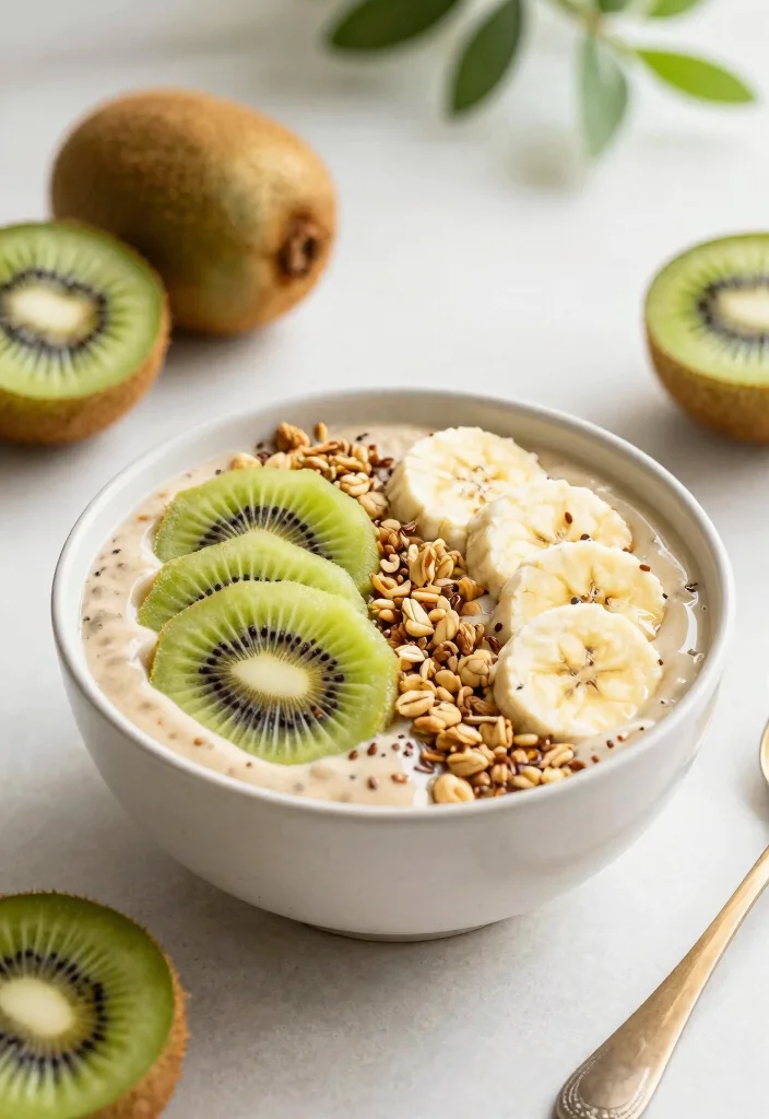 19 Tropical Smoothie Bowl Recipes with Fresh Fruit - 4. Kiwi Banana Twist Bowl 1