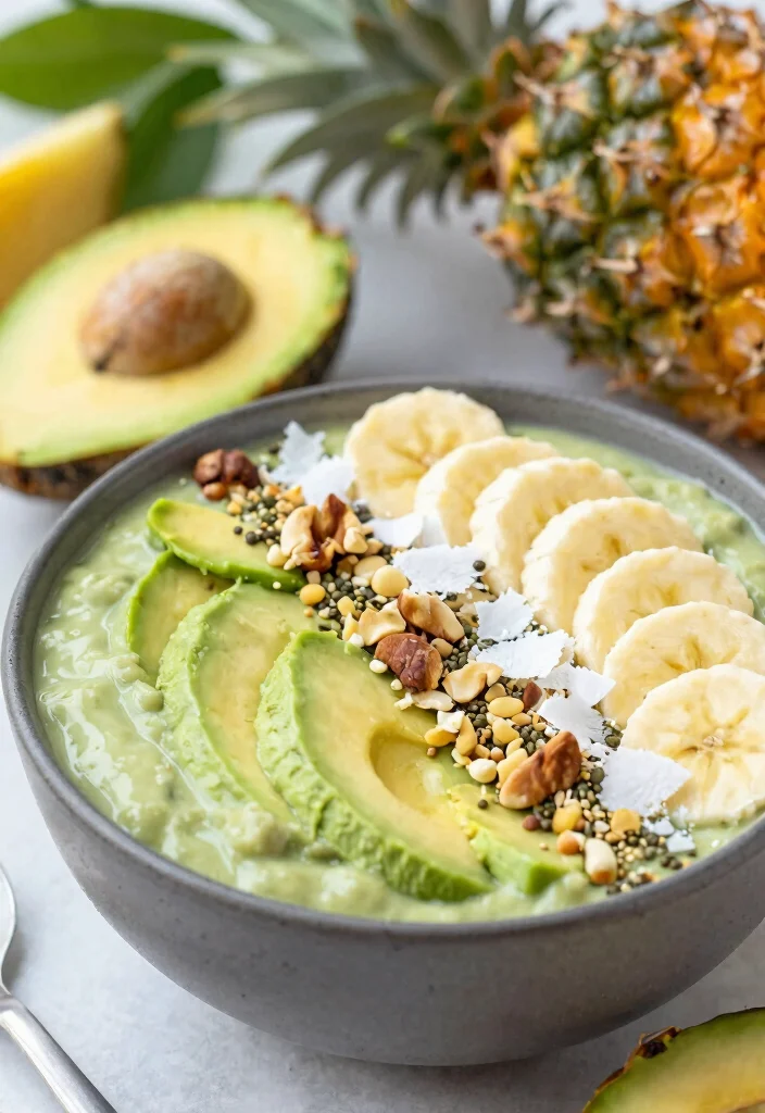 19 Tropical Smoothie Bowl Recipes with Fresh Fruit - 9. Tropical Avocado Bowl 1