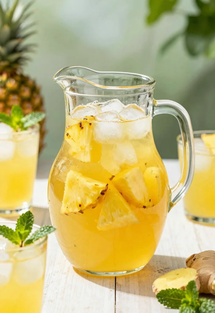 20 Detox Tea Recipes You Can Make at Home for Daily Cleanse and Light Energy Boost - 10. Pineapple Ginger Detox Iced Tea 1