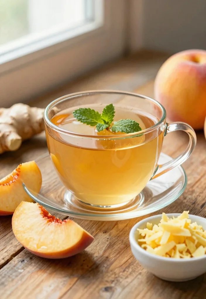 20 Detox Tea Recipes You Can Make at Home for Daily Cleanse and Light Energy Boost - 14. Ginger-Peach Detox Tea 1