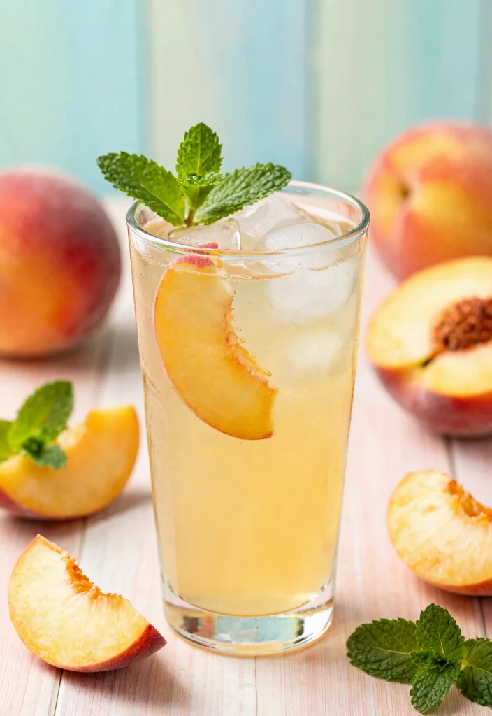 20 Detox Water Recipes for Clear, Glowing Skin with Simple Everyday Ingredients - 19. Peach & Mint Refresh 1