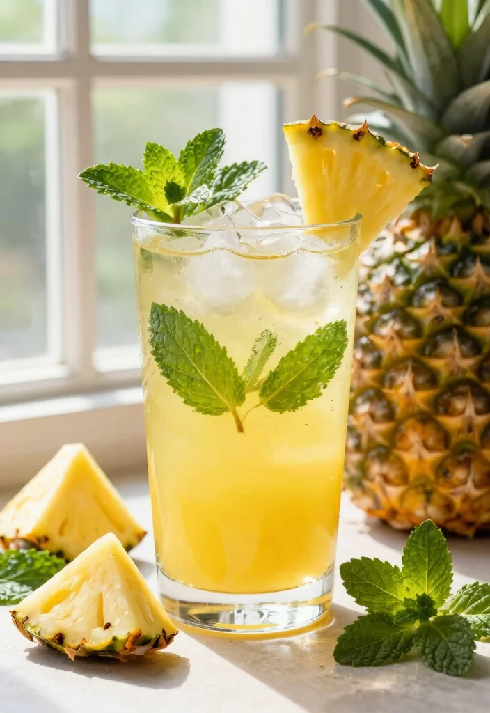 20 Detox Water Recipes for Clear, Glowing Skin with Simple Everyday Ingredients - 5. Pineapple & Mint Cooler 1