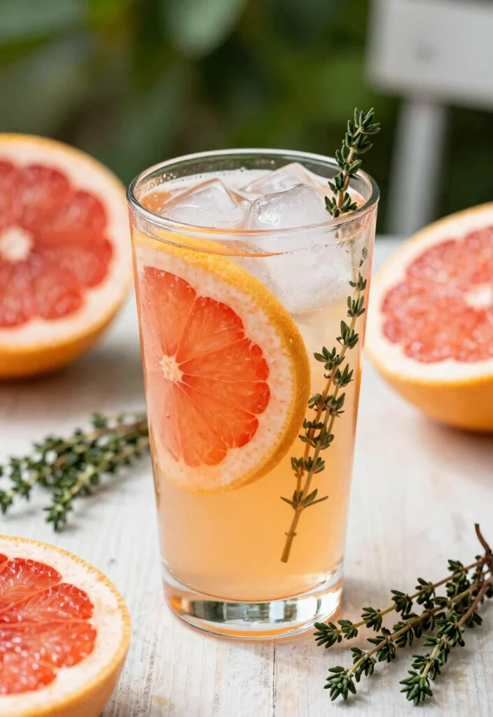 20 Detox Water Recipes for Clear, Glowing Skin with Simple Everyday Ingredients - 7. Grapefruit & Thyme Fusion 1