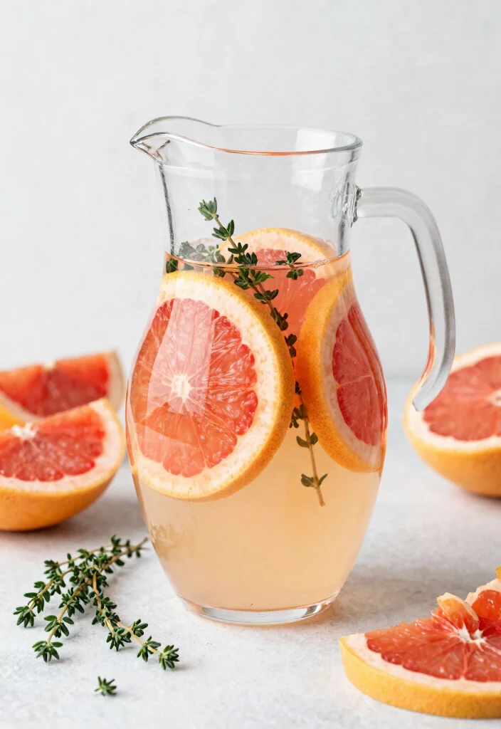 20 Detox Water Recipes for Glowing Skin - 10. Grapefruit & Thyme Detox Water 1