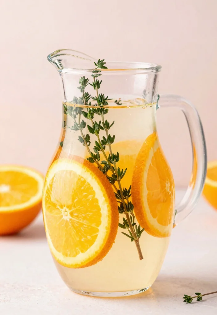 20 Detox Water Recipes for Glowing Skin - 15. Thyme & Orange Detox Water 1