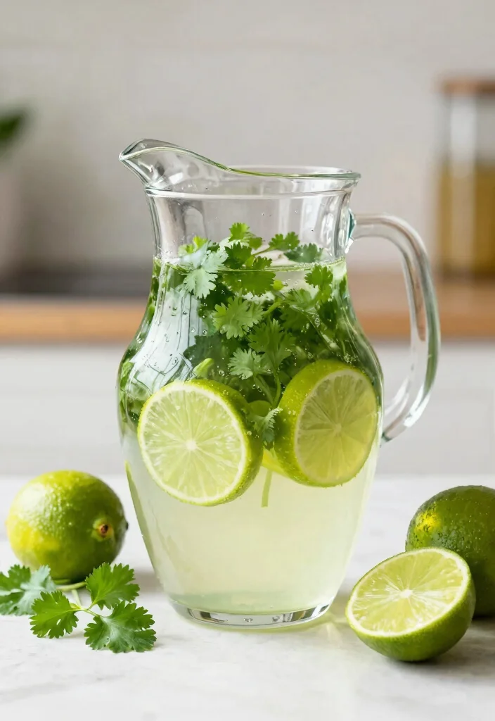 20 Detox Water Recipes for Glowing Skin - 18. Cilantro & Lime Detox Water 1