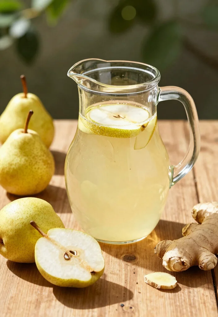 20 Detox Water Recipes for Glowing Skin - 6. Ginger & Pear Detox Water 1