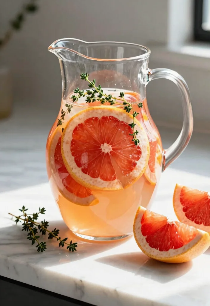 20 Detox Water Recipes for Skin Health, Hydration, and Natural Beauty Support - 11. Grapefruit & Thyme Infusion 1