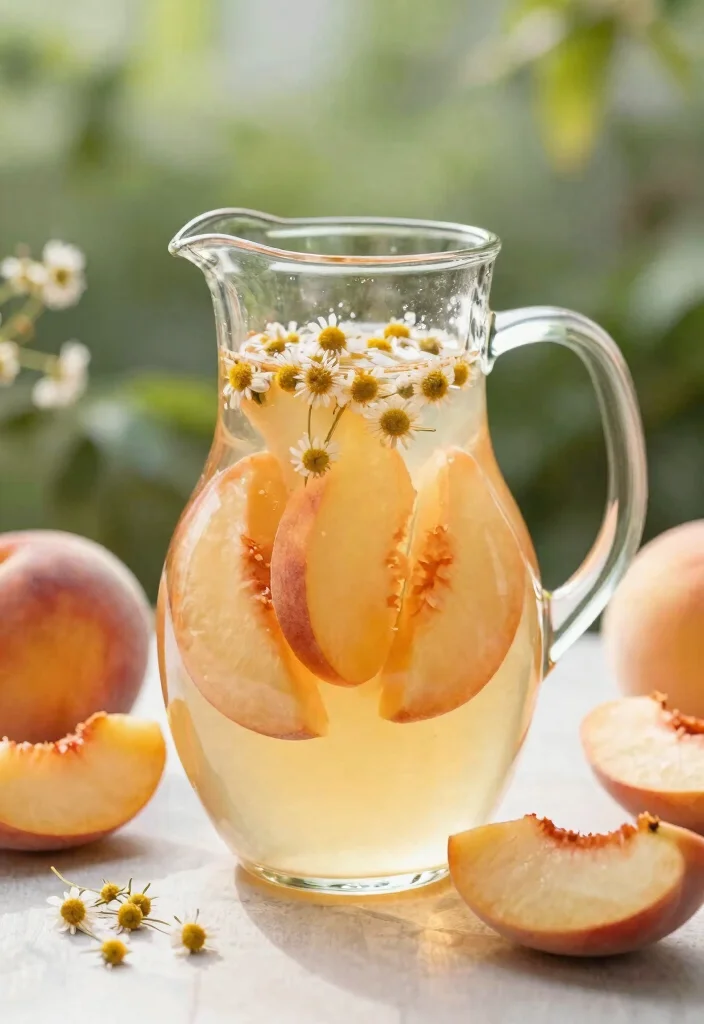 20 Detox Water Recipes for Skin Health, Hydration, and Natural Beauty Support - 14. Peach & Chamomile Bliss 1