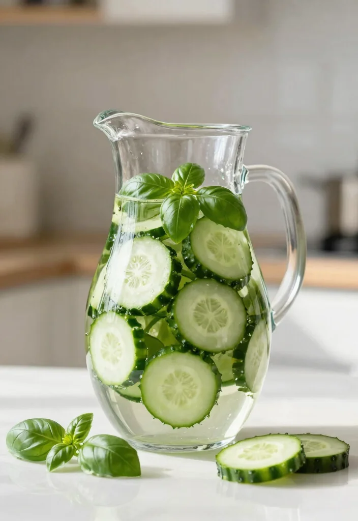 20 Detox Water Recipes for Skin Health, Hydration, and Natural Beauty Support - 2. Cucumber & Basil Breeze 1