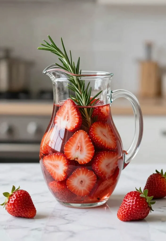 20 Detox Water Recipes for Skin Health, Hydration, and Natural Beauty Support - 3. Strawberry & Rosemary Refresher 1