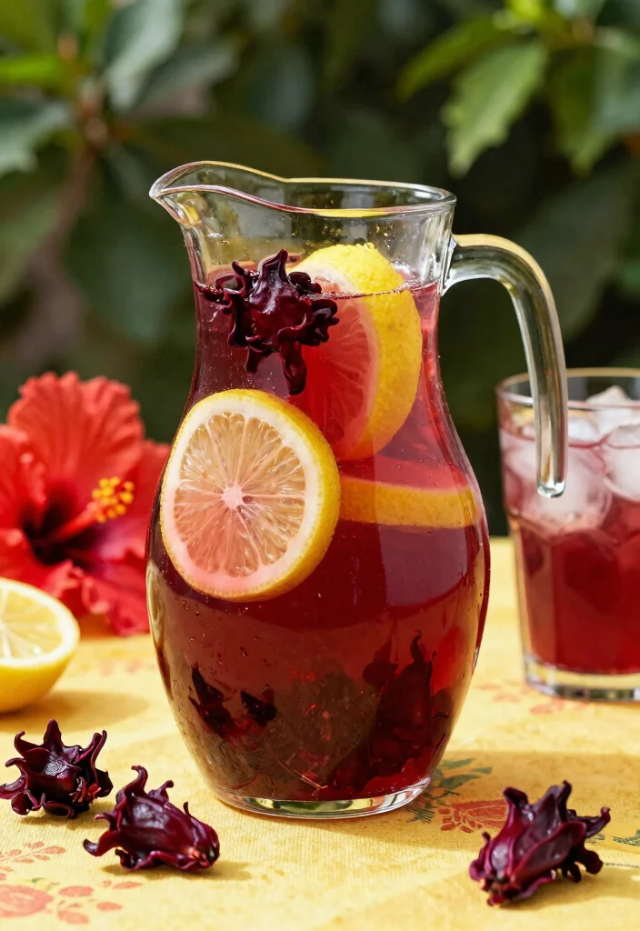 20 Detox Water Recipes for a Flat Tummy Look and Reduced Bloating - 10. Hibiscus Lemon Detox Water 1