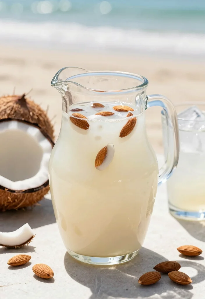 20 Detox Water Recipes for a Flat Tummy Look and Reduced Bloating - 14. Almond Coconut Detox Water 1