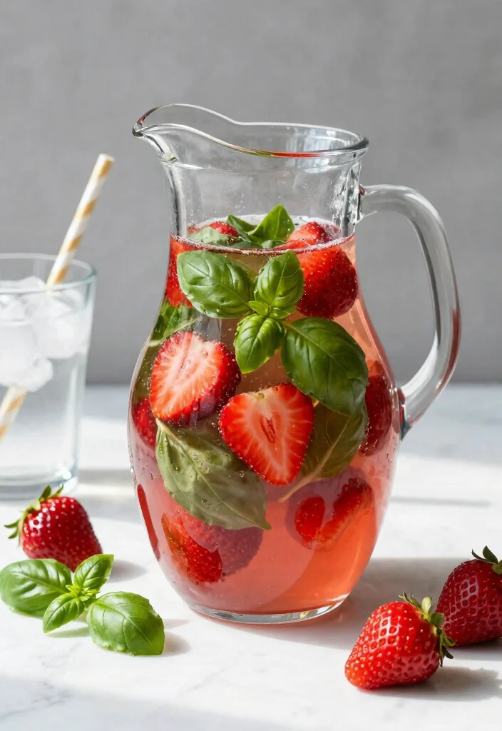 20 Detox Water Recipes for a Flat Tummy Look and Reduced Bloating - 2. Strawberry Basil Detox Water 1
