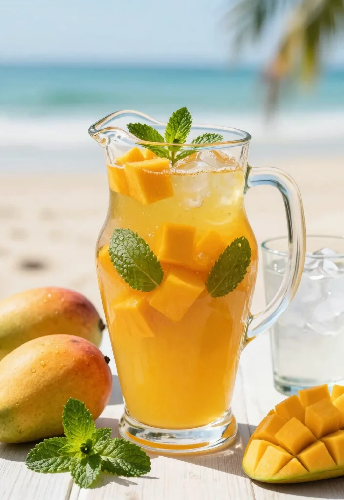 20 Detox Water Recipes for a Flat Tummy Look and Reduced Bloating - 20. Mango Mint Detox Water 1