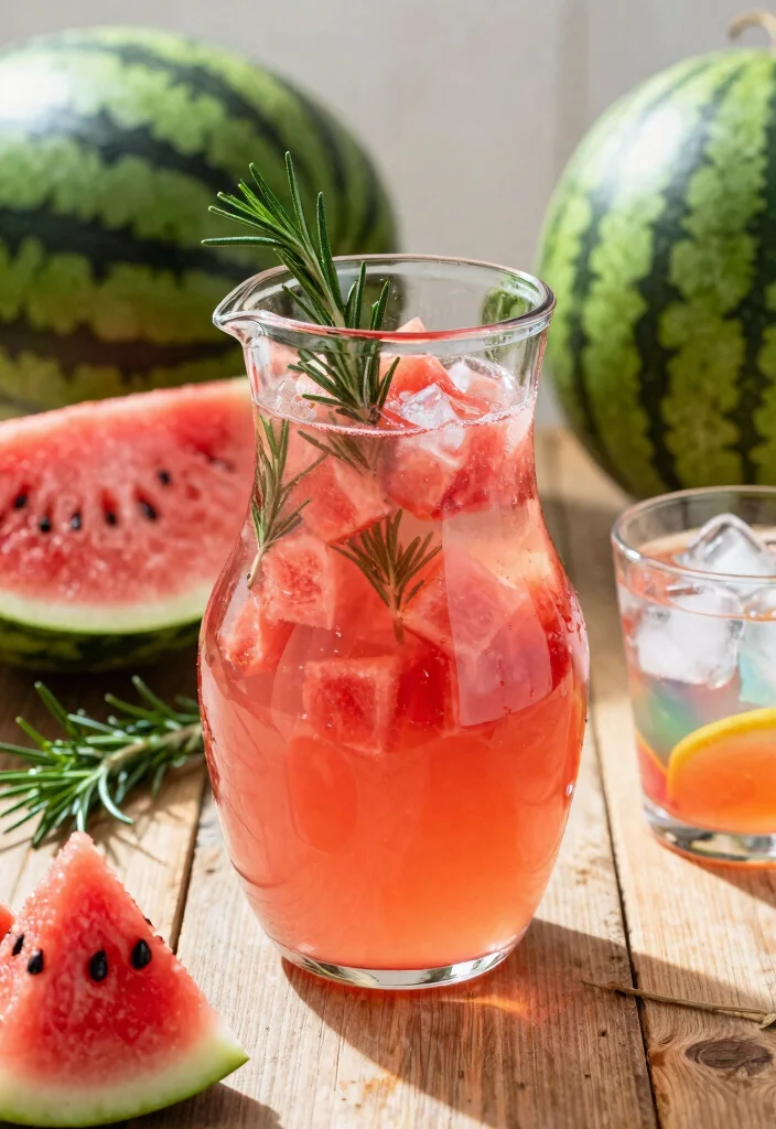 20 Detox Water Recipes for a Flat Tummy Look and Reduced Bloating - 3. Watermelon Rosemary Detox Water 1