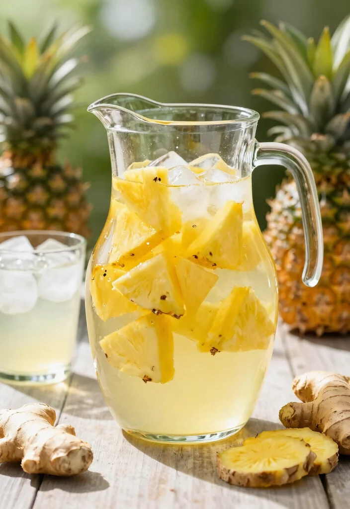 20 Detox Water Recipes for a Flat Tummy Look and Reduced Bloating - 4. Pineapple Ginger Detox Water 1