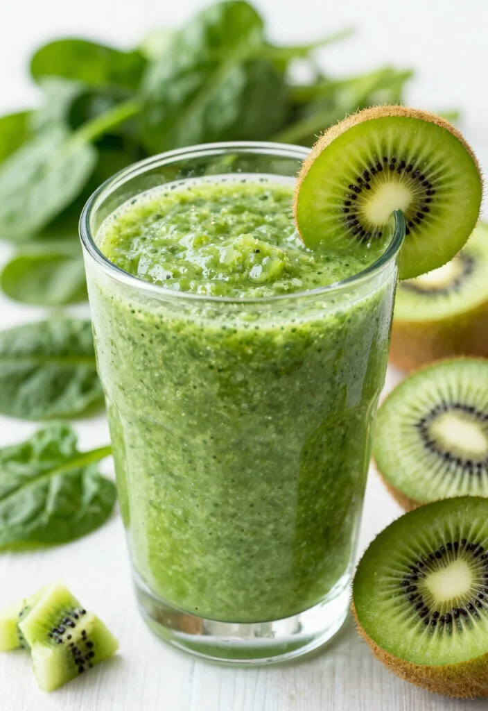 20 Healthy Green Smoothie Recipes for Detox - 12. Kiwi Spinach Smoothie 1