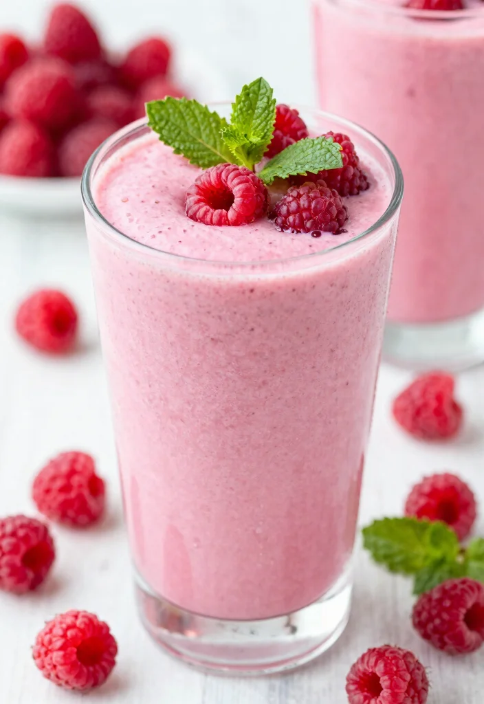 20 Healthy Green Smoothie Recipes for Detox - 6. Raspberry Green Smoothie 1