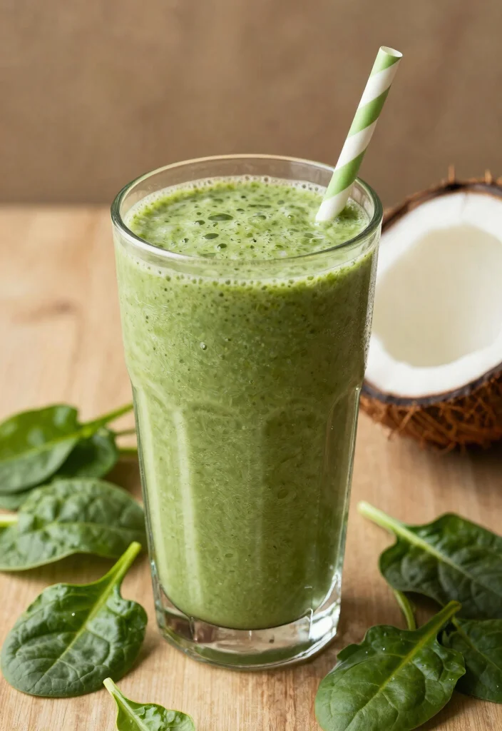 20 Healthy Smoothie Recipes for Energy and Weight Loss - 7. Creamy Coconut Spinach Smoothie 1
