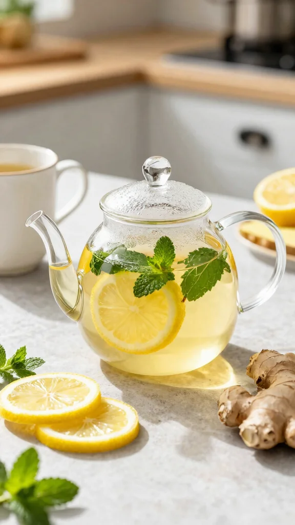 10 Detox Ginger Lemon Tea Recipes to Sip Warm or Cold - 5. Mint Ginger Lemon Detox Tea 1