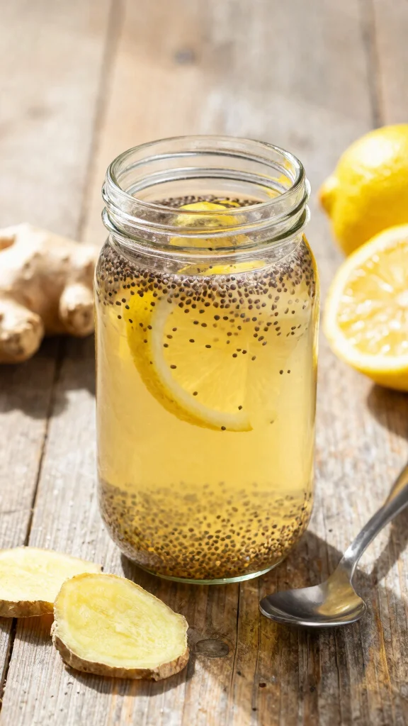 10 Detox Ginger Lemon Tea Recipes to Sip Warm or Cold - 8. Chia Seed Ginger Lemon Detox Tea 1