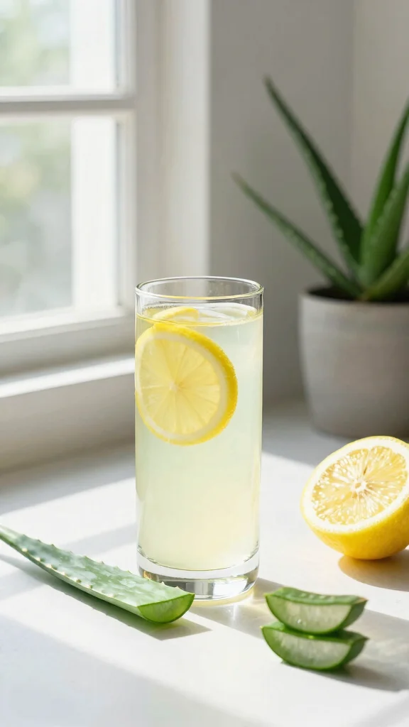 11 Detox Night Drink Recipes for a Light Evening Routine - 6. Aloe Vera Juice with Lemon 1