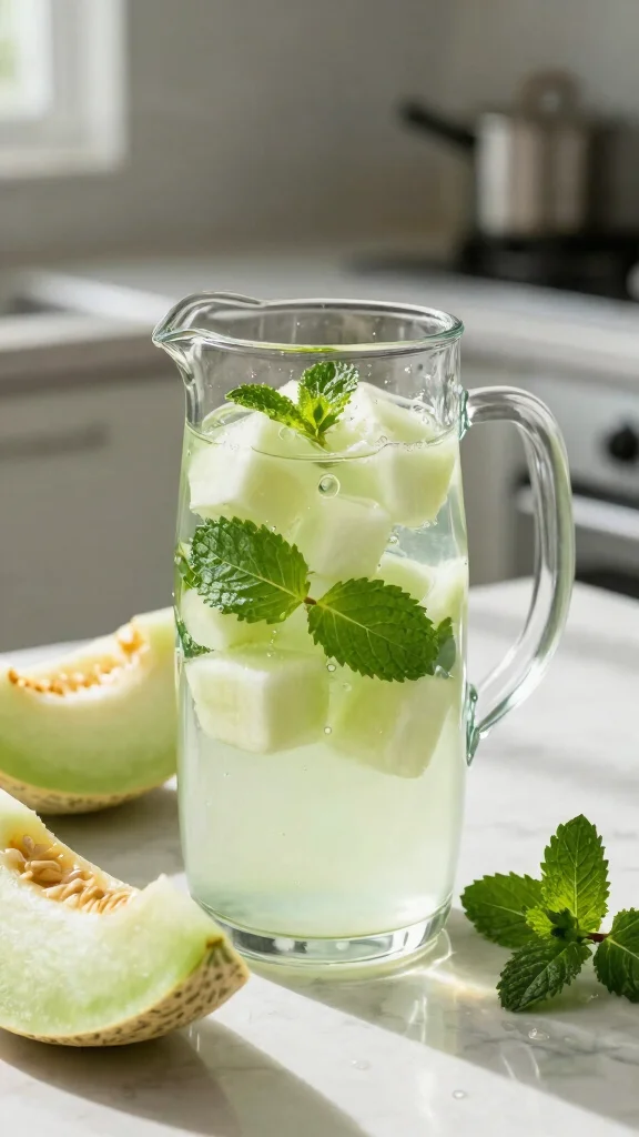 12 Detox Water Recipes for Hot Summer Days - 11. Honeydew Mint Detox Water 1