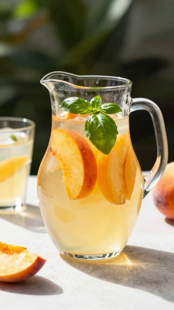 12 Detox Water Recipes for Hot Summer Days - 9. Peach Basil Detox Water 1