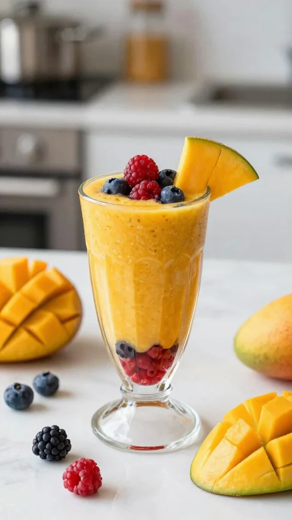 15 Mango Juice Recipes for Sweet, Tropical Homemade Drinks - 12. Mango Berry Smoothie 1