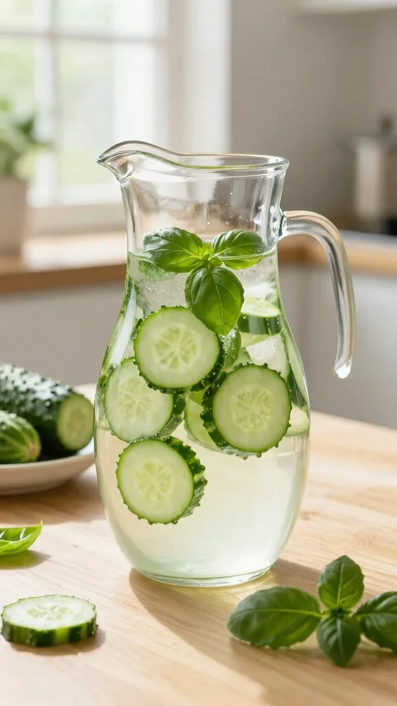 7 Detox Water Recipes for Easy Infused Hydration - 2. Cucumber and Basil Detox Water 1